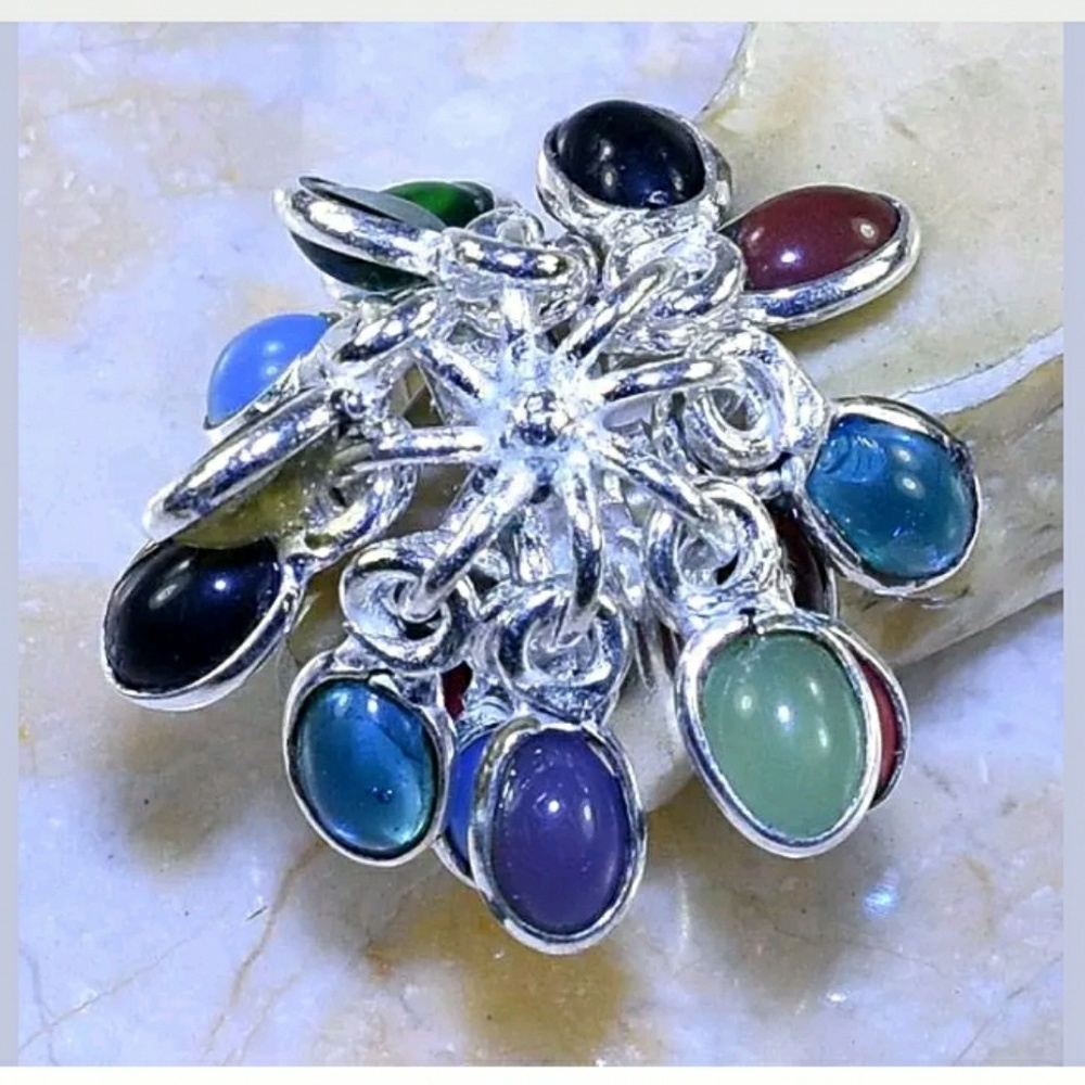 Multi Gemstone Handcrafted 925 Ring 9